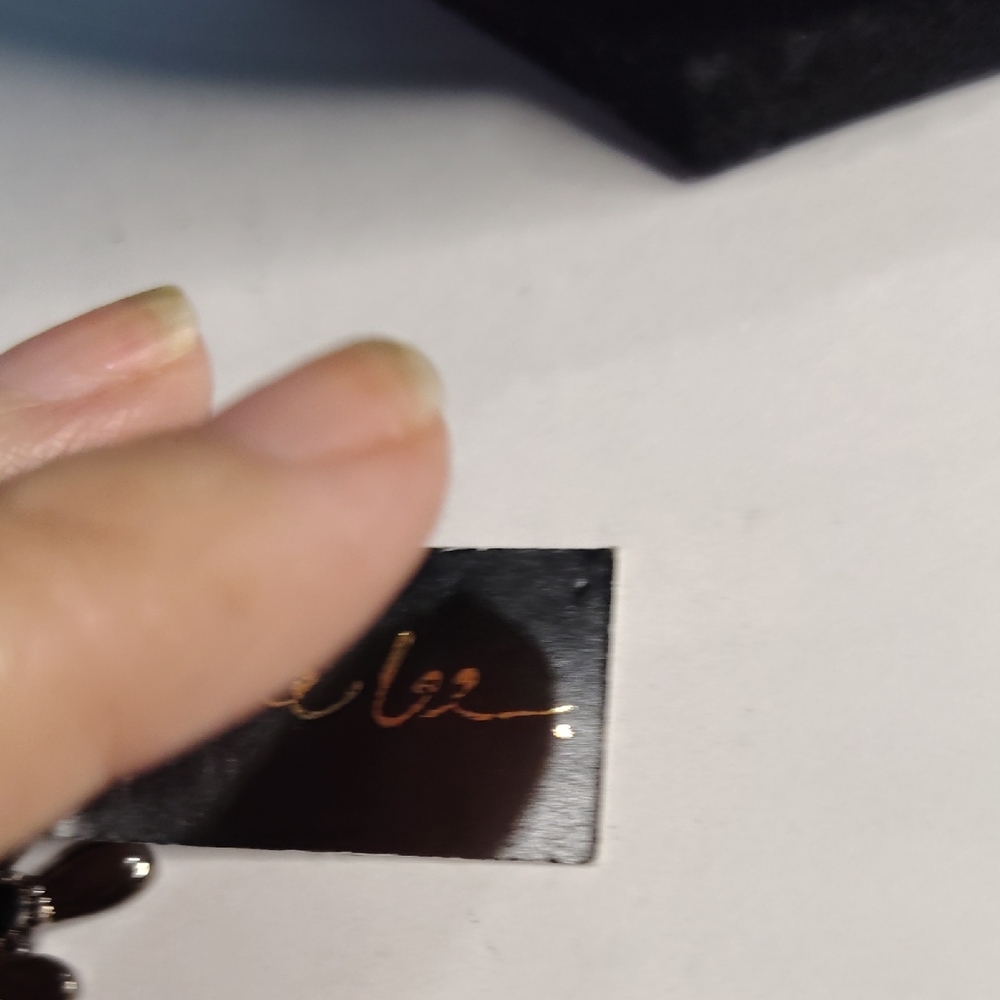 Cookie Lee Silver Necklace with Black and Clear Gem Pendant - Picture 3 of 4